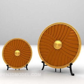Indoor Decoration Ring Wooden On Stand 3d model