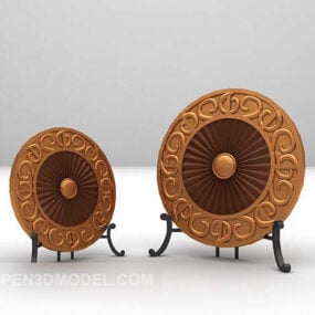 Chinese Ring Wooden Decor On Stand 3d model