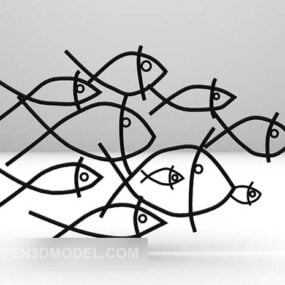 3д модель комнатного абстрактного украшения в форме рыбы