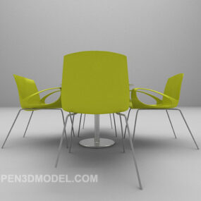 咖啡玻璃桌与塑料椅子3d模型