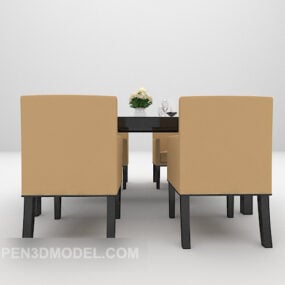 Wooden Dining Table Set For Modern Home 3d model