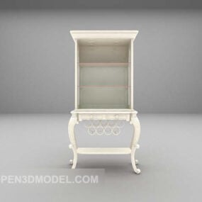 White Bookcase Classic Style 3d model