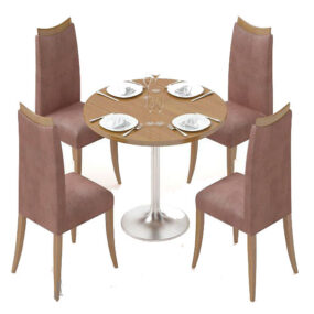 European Round Table And Chair Breakfast Set 3d model