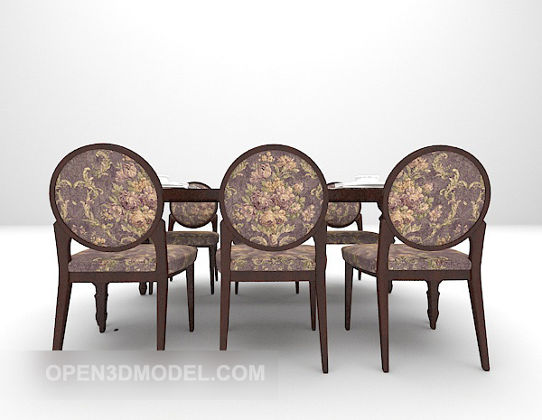 European Design Dining Table With Chairs Free 3d Model - .Max - Open3dModel