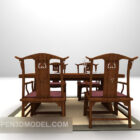 Chinese Retro Wooden Dining Table Chair