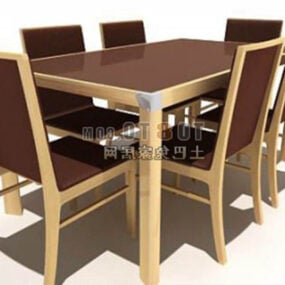 Furniture Four Chairs With Dinning Table 3d model