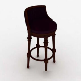European Wooden Purple Lounge Chair 3d model