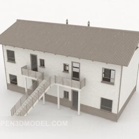 Δυτικό διώροφο σπίτι 3d μοντέλο
