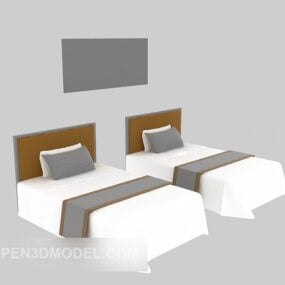 Hotel Furniture For Twin Single Bed 3d model