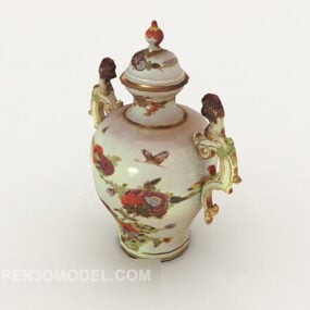 3д модель древней вазы с посудой