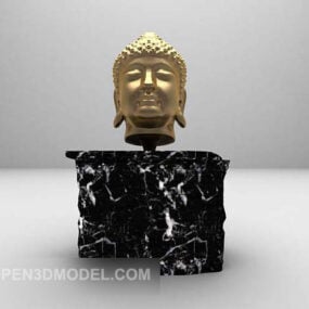 Modello 3d della scultura della statua della testa di Buddha