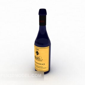בקבוק יין עם צלחת פירות דגם תלת מימד