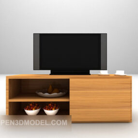 シンプルなグレーの木製テレビキャビネット3Dモデル