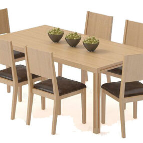 Modern Dining Table With Set Of Plates And Cup 3d model