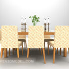 Jantar Minimalista de mesa e cadeira de madeira cinza