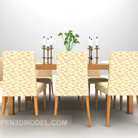 灰色の木製テーブルと椅子のダイニングミニマリスト3Dモデル