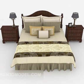 Mẫu giường gỗ gia đình kiểu Trung Quốc 3d