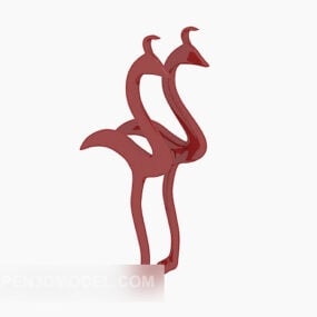 Swan Figurine Red Animal Decoration 3d model