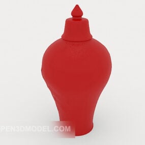 Red Pot Decoration 3d model