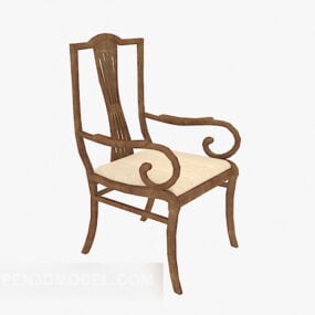 كرسي طعام تقليدي مصنوع من الخشب الصلب نموذج ثلاثي الأبعاد