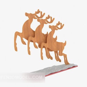 Wooden Deer Carving Decoration 3d model