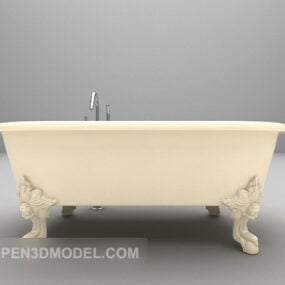 Green Bathtub With Wooden Cover 3d model