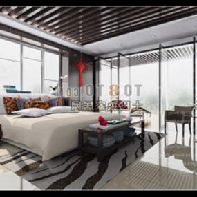 Apartament Luksusowy pokój z sypialnią Wnętrze otwartej przestrzeni Model 3D