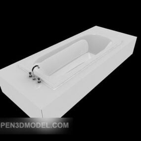 Rectangular Bathtub With Chrome Accessories 3d model