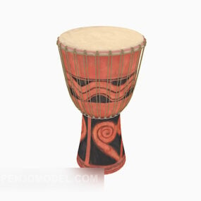 African Drum With Pattern Decor 3d model