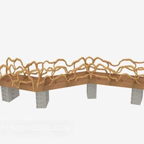 Houten logbrug buiten 3D-model