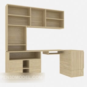 Allt-i-ett bokhylla, skrivbord 3d-modell