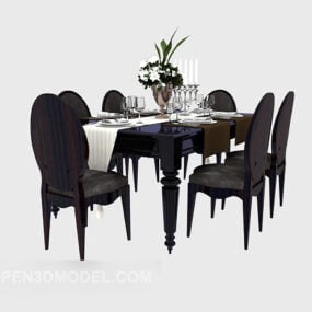 3д модель американской семейной столовой мебели
