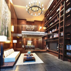 American Living Room Stor bokhylle 3d-modell