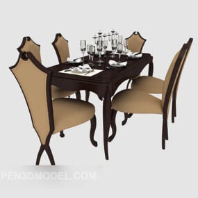 美式豪华餐桌家具3d模型