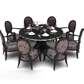 American Traditional Round Home Table 3d model