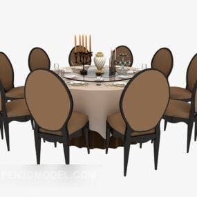 American Round Dinning Table Chair 3d model