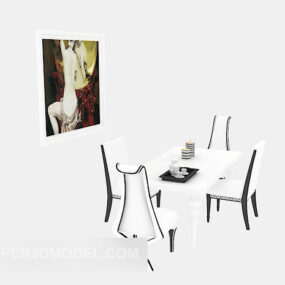 3д модель американской белой столовой мебели