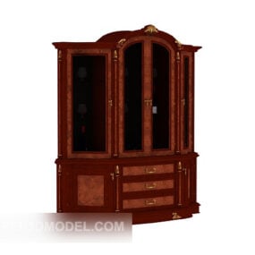 American Wood Wine Cabinet Furniture 3d model