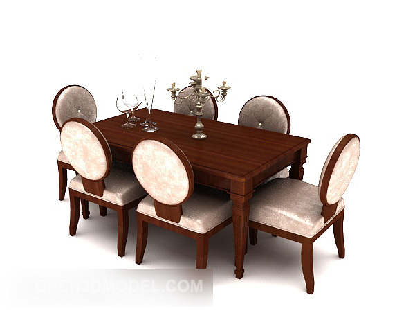 American Family Six-person Table Free 3d Model - .Max - Open3dModel
