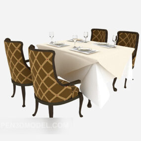 American Four-person Table Vintage 3d model