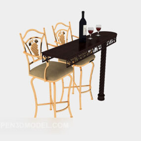 American Home Bar Table Chair 3d model