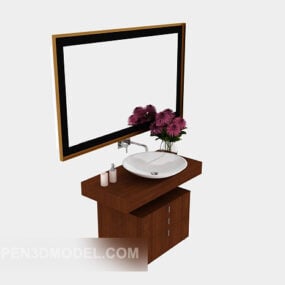 Szafka łazienkowa z litego drewna w stylu amerykańskim Model 3D