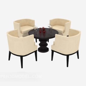 美式家居桌椅套装3D模型