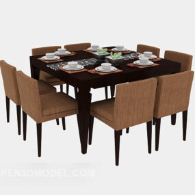 כיסא שולחן שולחן אמריקאי דגם תלת מימד