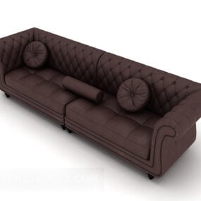 American Brown Leather Sofa 3d model
