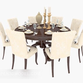 Meja Makan Rumah Mewah Amerika model 3d