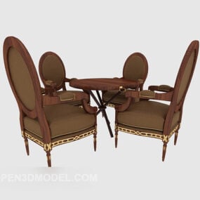 美式豪华桌椅3d模型