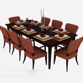 American Minimalist Dining Table Chair 3d model