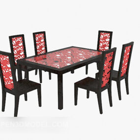 American Minimalist Solid Wood Dining Table 3d model