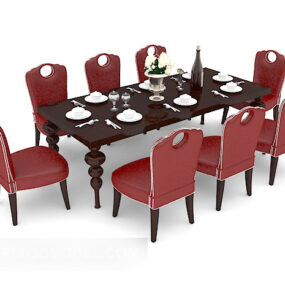 שולחן אוכל גדול לבית אמריקן דגם תלת מימד